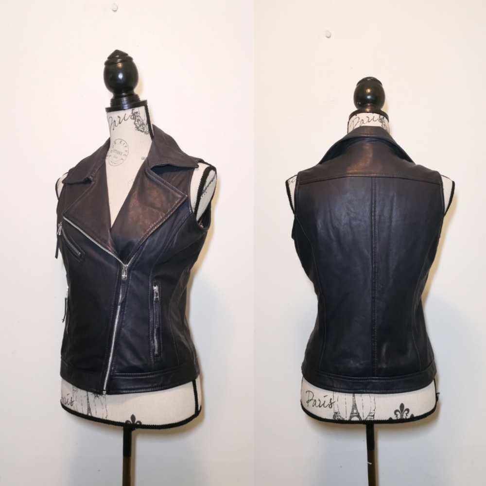 Bod & Christensen genuine leather vest - blue black